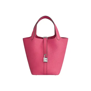 HERMES Picotin Taurillon Maurice Bullock Leather Basket Bag Handbag Bucket Bag Women's 5R Rose Shocking Vibrant Pink