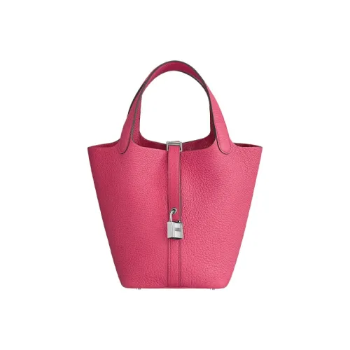 HERMES Picotin Taurillon Maurice Bullock Leather Basket Bag Handbag Bucket Bag Women's 5R Rose Shocking Vibrant Pink