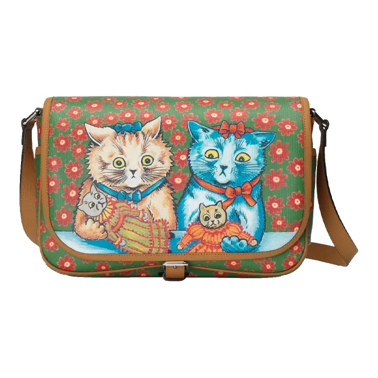 GUCCI Canvas With Leather Nylon Lining Messenger Bag Shoulder Bag Crossbody Bag Kids' Bag Kids' Pink/Green-0