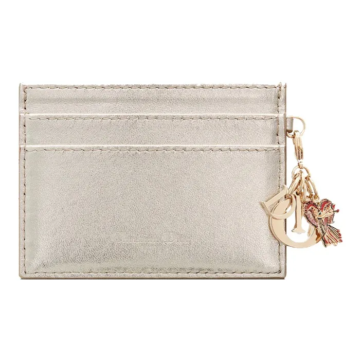 DIOR Lady Dior Sheepskin Wallet, Card Holder Women's Gold-1