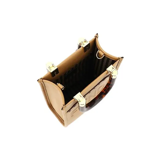 FENDI Sunshine Calfskin Tote Bag Shopping Bag Handbag Shoulder Bag Crossbody Bag Mini Women's Yellow-4