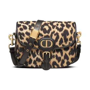 DIOR Bobby Canvas With Leather Shoulder Bag Crossbody Bag Medium Size Women's Brown