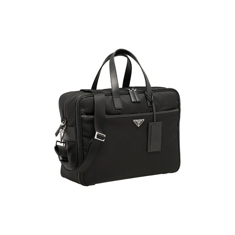 PRADA Recycled Nylon And Saffiano Leather Briefcases Handbags Men's Black-1