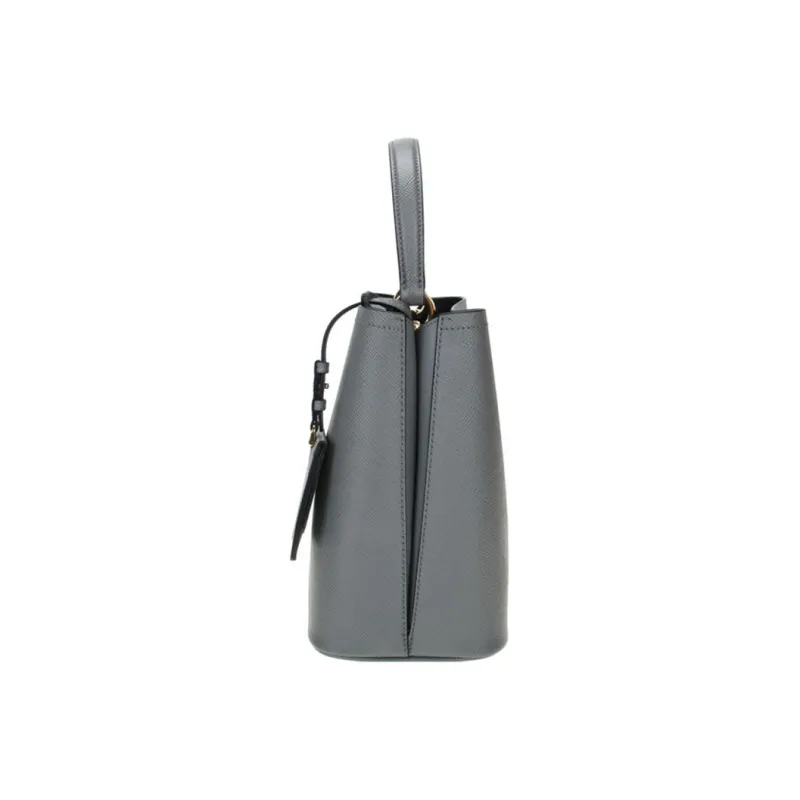 PRADA Panier Saffiano Leather One Shoulder Handbag Medium Size Women's Slate Gray/Black-4