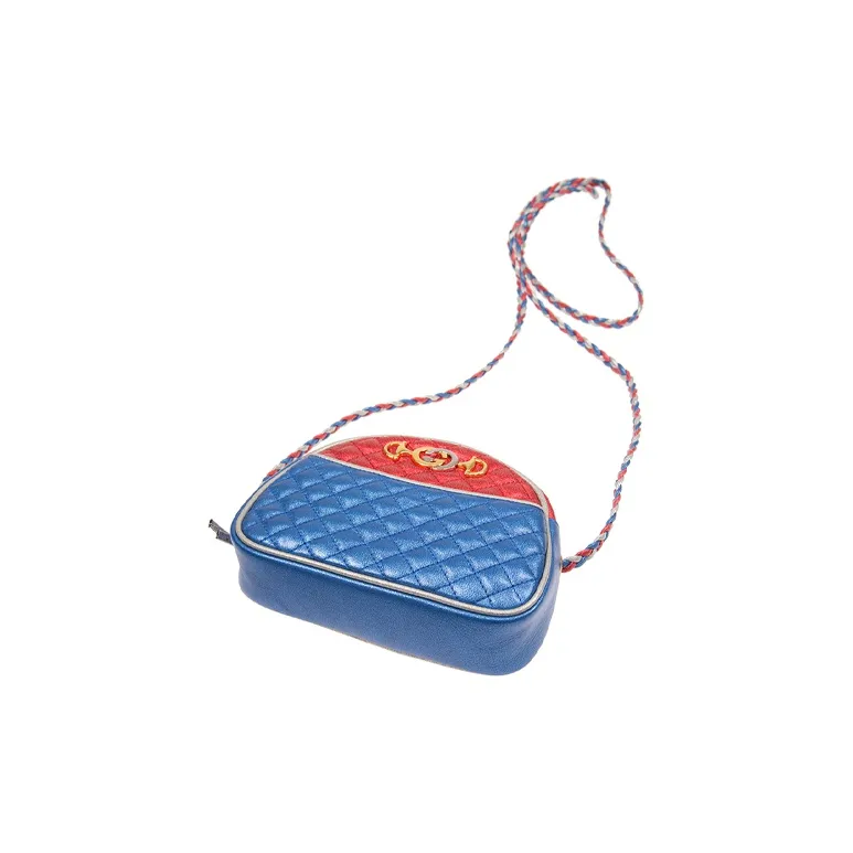 GUCCI Cow Leather Shoulder Bag Crossbody Bag Mini Women's Red/Blue/Silver-2
