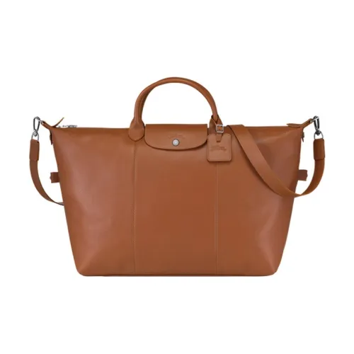 LONGCHAMP Le Foulonné Cow Leather Travel Bag Medium Size Unisex Light Red Umber