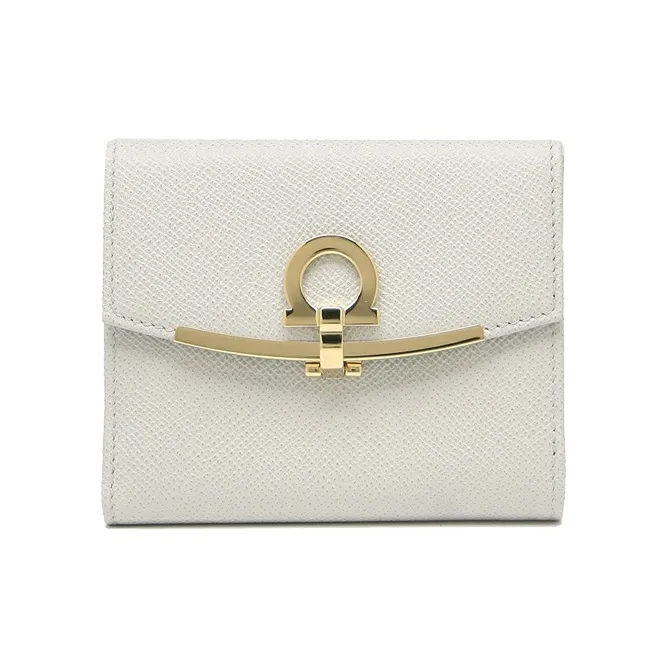 FERRAGAMO Leather Wallet Women's Gray-0
