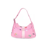 SILFEN Nylon Fabric Shoulder Bag Baguette Bag Shoulder Bag Regular Women's Sushi Print Pink