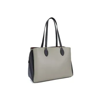 Furla Minerva Leather Tote Bag Shopping Bag Handbag Shoulder Bag Crossbody Bag Women's Gray/White/Dark Gray