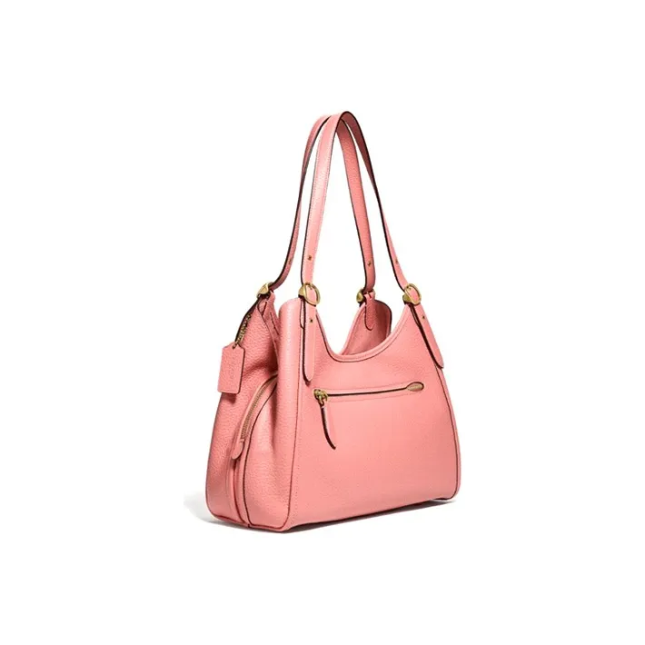 COACH Lori Pebbled Leather Handbag, Shoulder Bag Large Size Women's Candy Pink-1