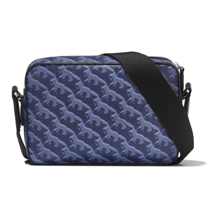 MONTBLANC Maison Kitsune Collaboration Leather Messenger Bag Shoulder Bag Crossbody Bag Men's Blue-2