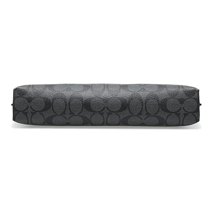 COACH Pouch Coated Canvas With Leather Clutch Large Size Men's Black-4