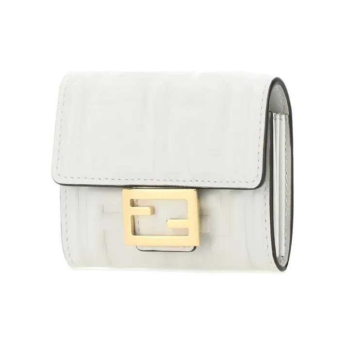 FENDI Baguette Nappa Leather Baguette Bag Wallet Card Holder Women's White-1