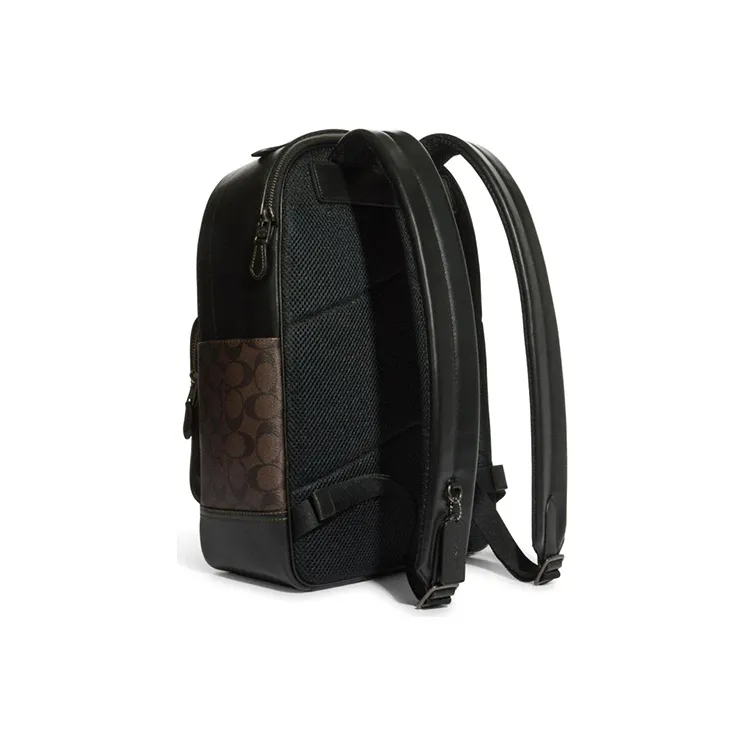 COACH Graham Canvas With Smooth Calfskin Backpack Tubas Men's Brown Monogram-2
