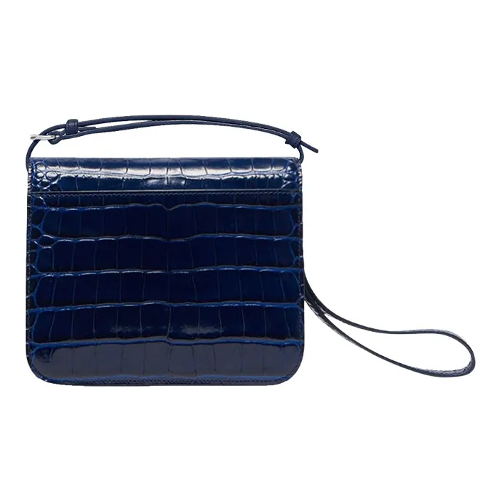 Balenciaga Crocodile-Embossed Calfskin Handheld Shoulder Bag Crossbody Bag Women's Navy-1