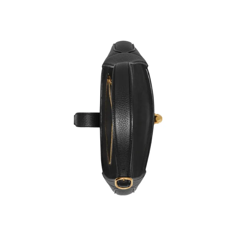 GUCCI Jackie 1961 Grained Leather Crescent Shoulder Bag Shoulder Bag Small Size Women's Black-6
