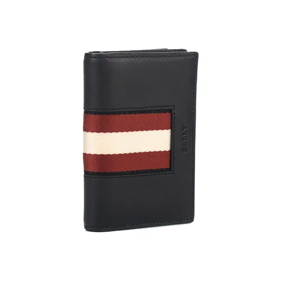 BALLY Cow Leather Business Card Holder, Wallet Clutch Regular Men's Black-1