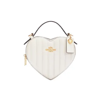 COACH Heart Sheepskin Handbag Crossbody Bag Shoulder Bag Small Size Women's White