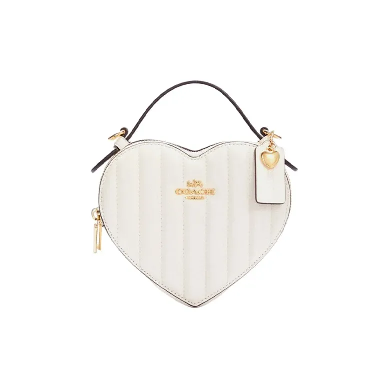 COACH Heart Sheepskin Handbag Crossbody Bag Shoulder Bag Small Size Women's White-0