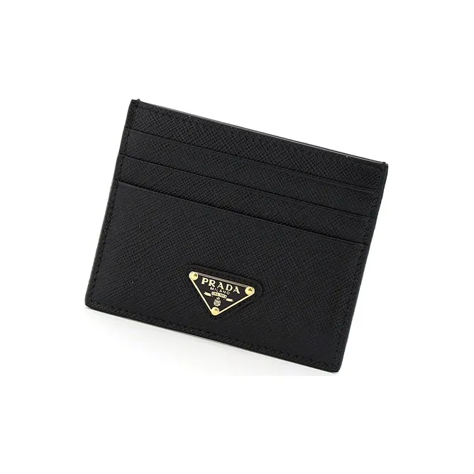 PRADA Saffiano Leather Card Holder Small Size Women's Black-3