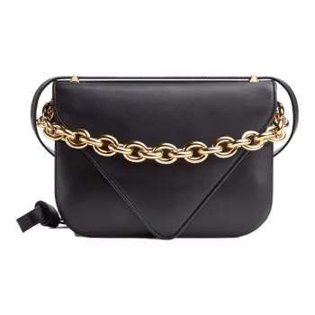 Bottega Veneta MOUNT Smooth Calf Leather Envelope Bag, Shoulder Bag, Crossbody Bag Medium Size Women's Black