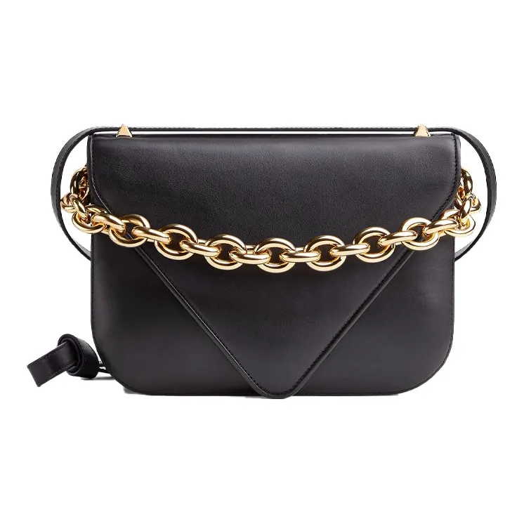 Bottega Veneta MOUNT Smooth Calf Leather Envelope Bag, Shoulder Bag, Crossbody Bag Medium Size Women's Black-0