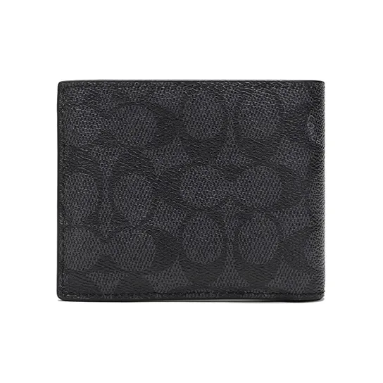 COACH 3 IN 1 Wallet Canvas With Leather Wallet Men's Charcoal Black-2