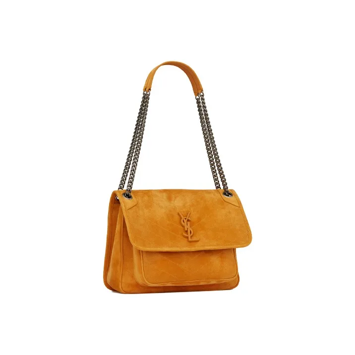 SAINT LAURENT Niki Embossed Suede Hobo Bag Shoulder Bag Crossbody Bag Medium Size Women's Cork Color-1
