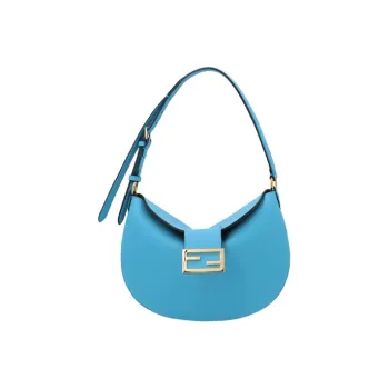 FENDI Cow Leather Croissant Bag, Shoulder Bag, Crescent Bag, Handbag, Shoulder Bag Trumpets Women's Light Blue