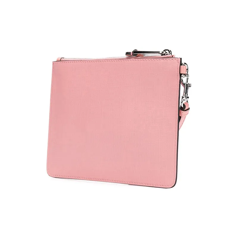 MOSCHINO Cow Leather Clutch Small Size Women's Pink-1