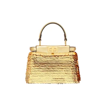 FENDI Peekaboo Cow Leather Shoulder Bag, Crossbody Bag, Handbag Women's Gold