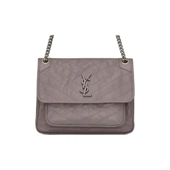 SAINT LAURENT Niki Cow Leather Hobo Bag, Crossbody Bag, Shoulder Bag Women's Mist White