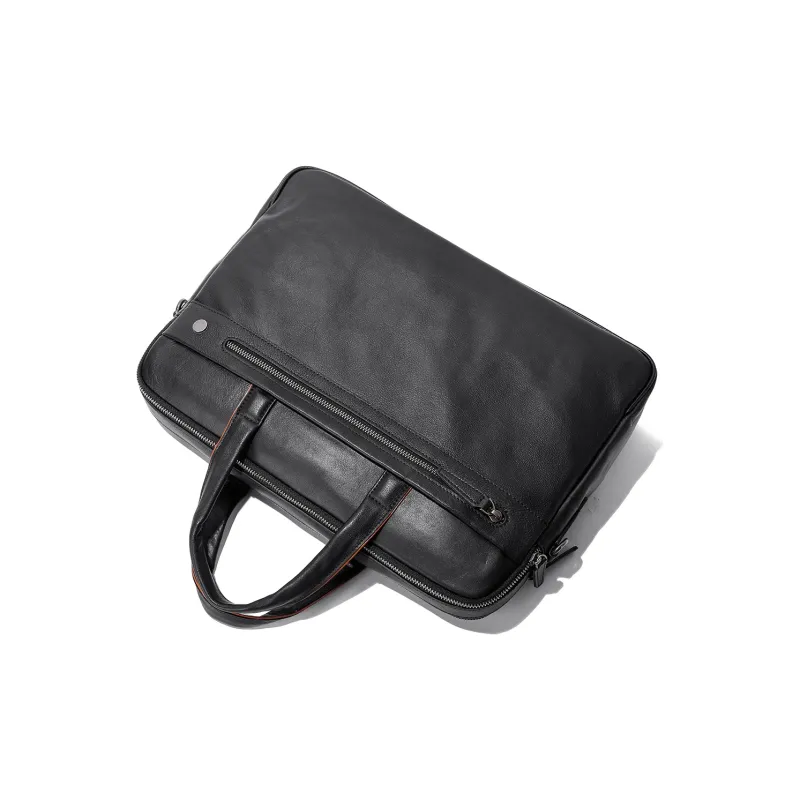 Ace Paul Cow Leather Briefcase, Handbag Tubas Men's Brown Black Multicolor-4