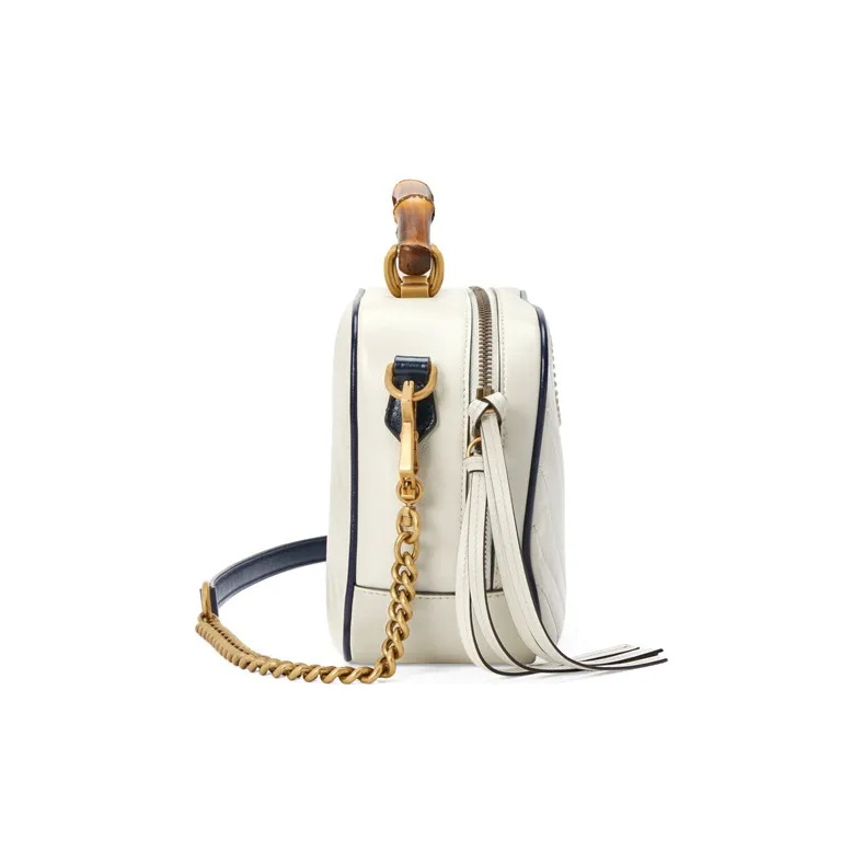 GUCCI Marmont Quilting Leather Shoulder Bag Crossbody Bag Handbag Small Size Women's White-2