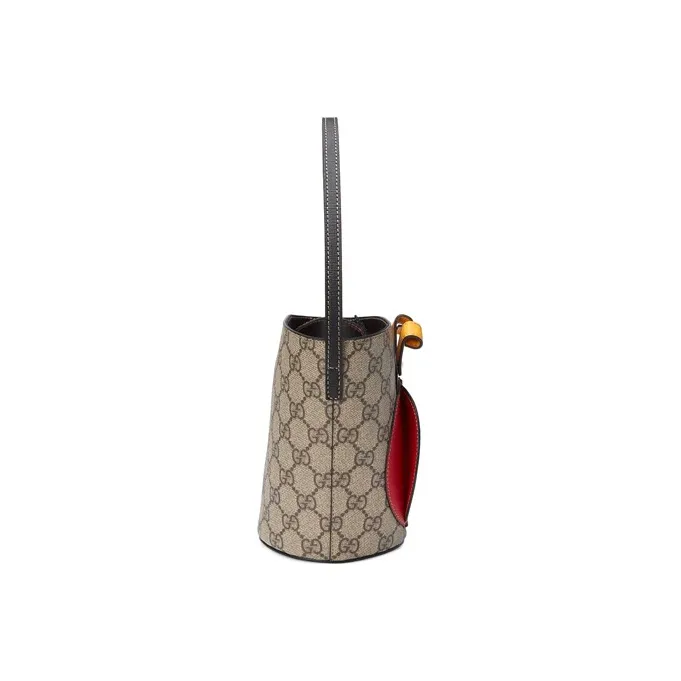 GUCCI Canvas Bucket Bag Handbag Kids' Bag Regular Kids' Ebony/Red-2