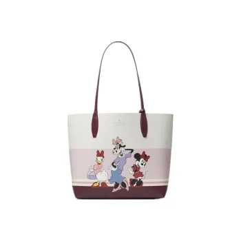 Kate Spade Disney Collaboration Disney Leather Tote Bag Shopping Bag Handbag Large Size Women's White