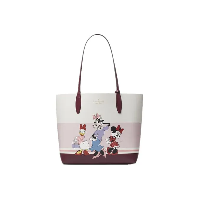 Kate Spade Disney Collaboration Disney Leather Tote Bag Shopping Bag Handbag Large Size Women's White-0