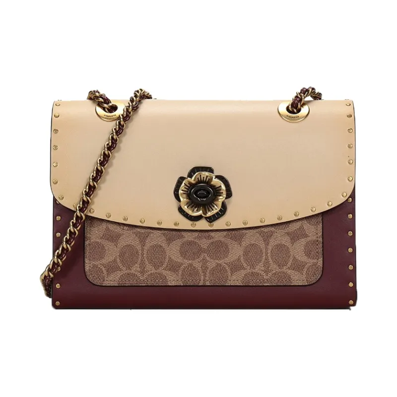 COACH Parker Canvas With Leather Crossbody Bag, Shoulder Bag Women's Beige-0