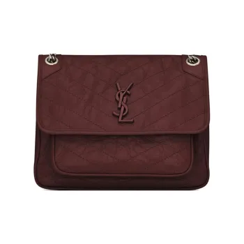 SAINT LAURENT Niki Leather Shoulder Bag Crossbody Bag Handbag Large Size Women's Burgundy