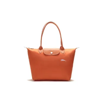 LONGCHAMP Le Pliage Club Canvas Fabric With Cow Leather Shoulder Bag Dumpling Bag Handbag Small Size Women's Orange