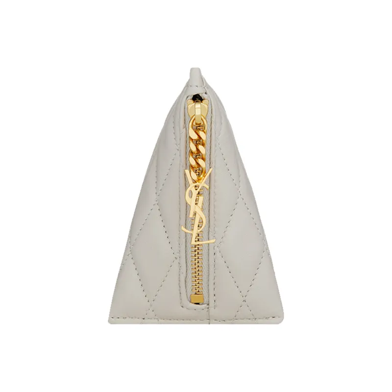 SAINT LAURENT Lambskin Coin Purse Small Size Women's White-0