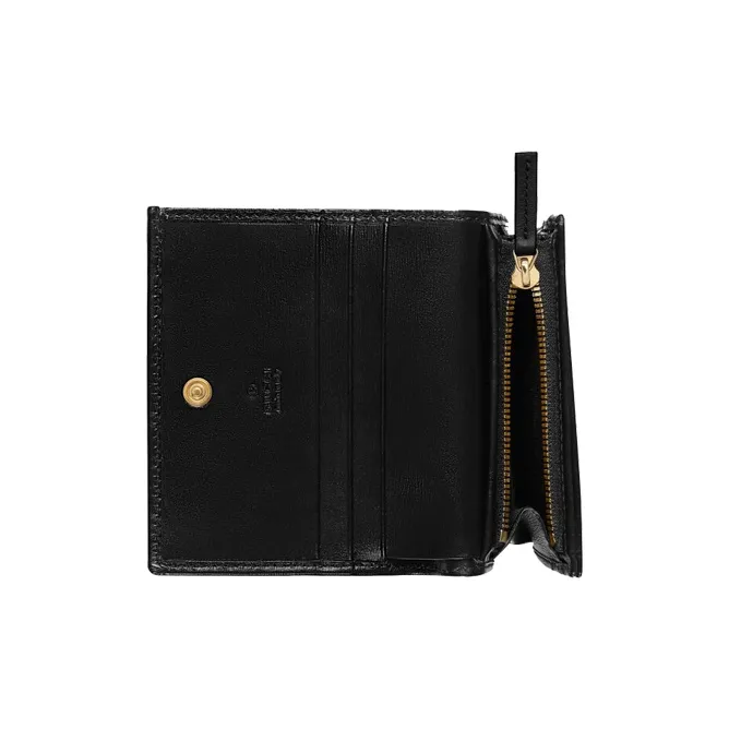 GUCCI Leather Card Holder, Wallet Regular Women's Black-3