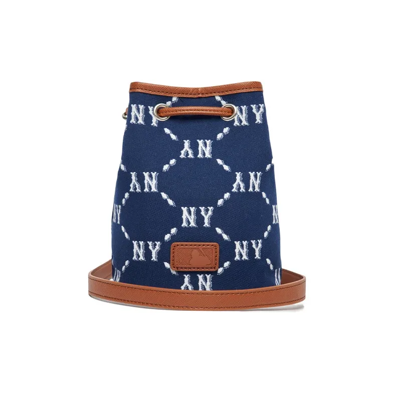 MLB Monogram Collection Polyester Synthetic Leather Bucket Bag, Shoulder Bag, Fanny Pack Mini Unisex Blue-2