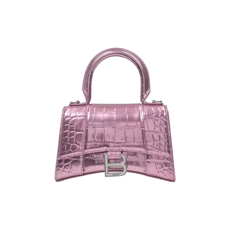 Balenciaga Hourglass Calfskin Hourglass Bag, Shoulder Bag, Crossbody Bag, Handbag Extra Small Women's Pink-0