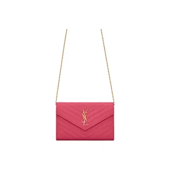 SAINT LAURENT Monogram Leather Shoulder Bag, Crossbody Bag Women's Rose Red