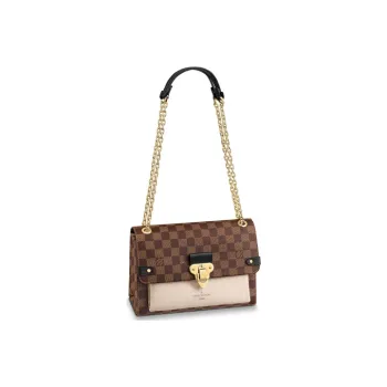 LOUIS VUITTON Vavin Coated Canvas With Grainy Calfskin Chain Bag Shoulder Bag Crossbody Bag Small Size Women's Brown
