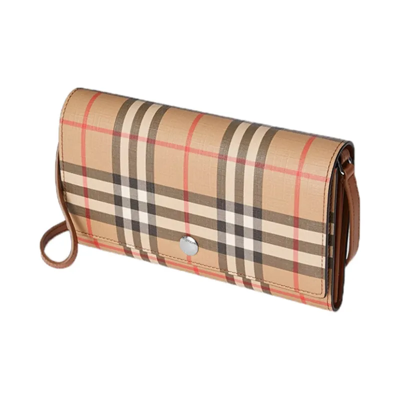 Burberry Canvas Money Clip Shoulder Bag Unisex Malt Brown-3