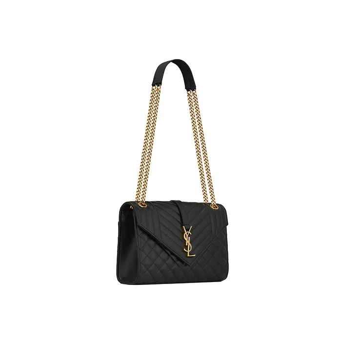 SAINT LAURENT Envelope Bag Medium Matelasse Leather Noir-1