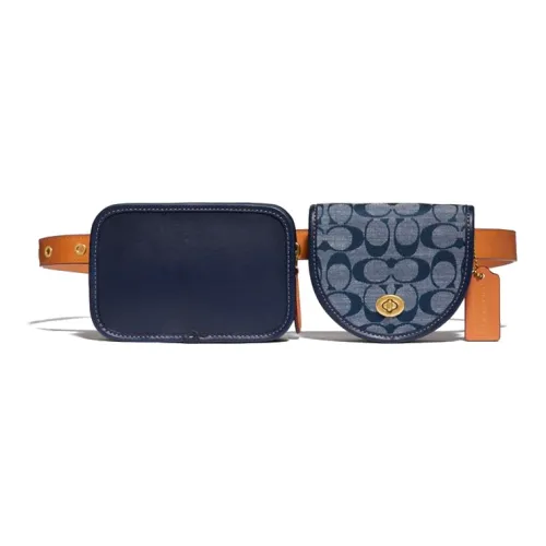 COACH Turnlock Leather Fanny Pack Regular Women's Denim