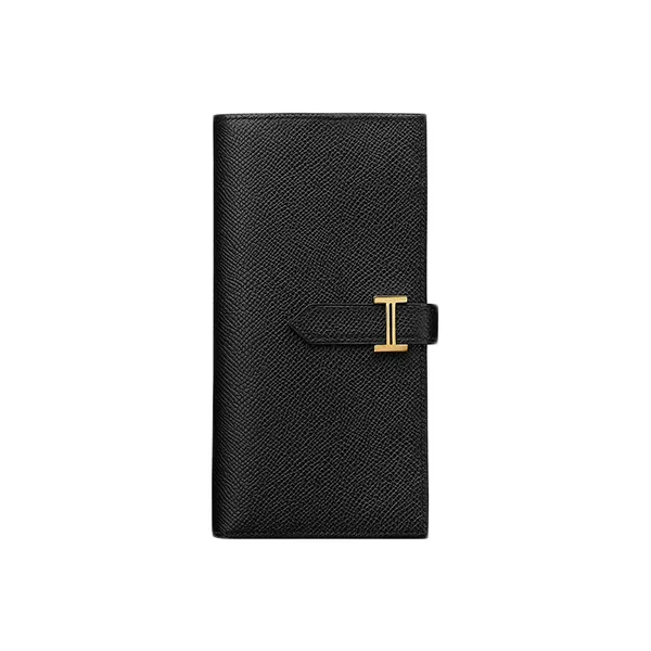 HERMES Bearn Epsom Calfskin Long Wallets Women's Black-0